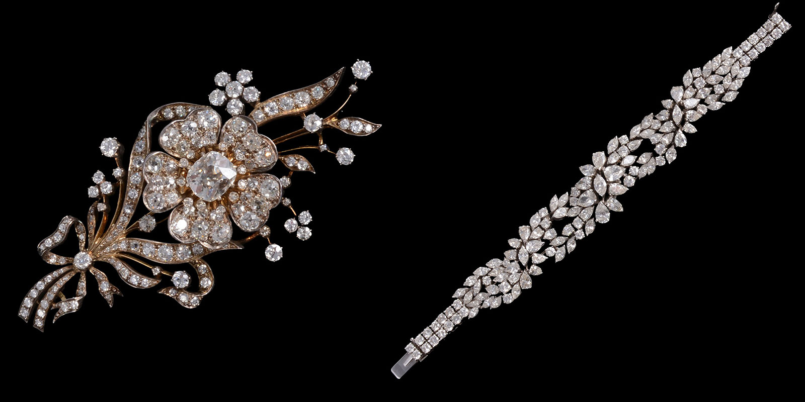 VIctorian diamond brooch and diamond bracelet