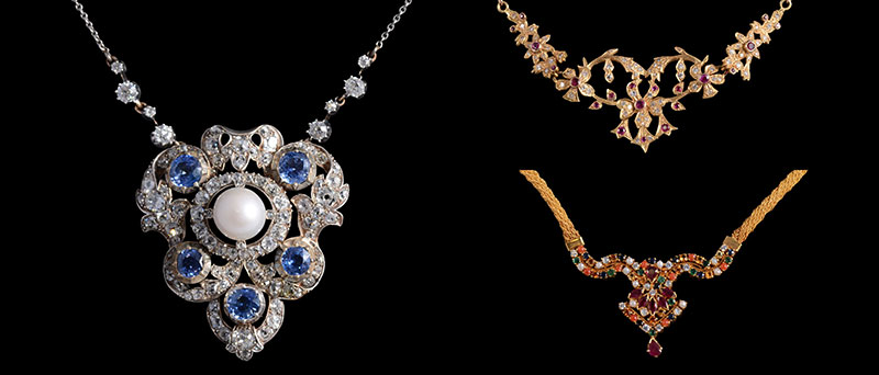 Group of gem-set necklaces