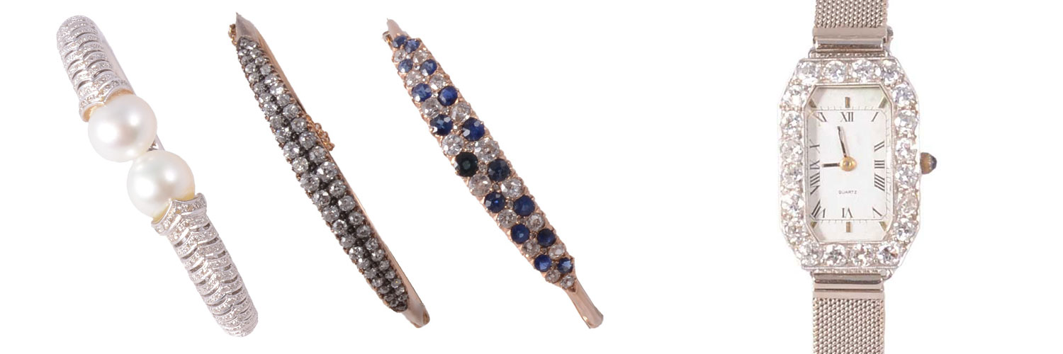 Three diamond bracelets and cocktail watch