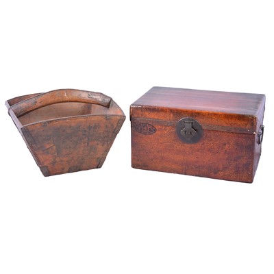 Lot 148 - Far Eastern wooden basket and similar casket-shaped box