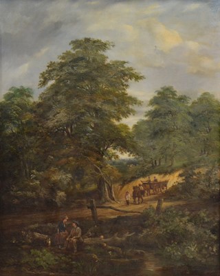 Lot 266 - Ascribed to Robert Burrows, Figures resting and a wagon