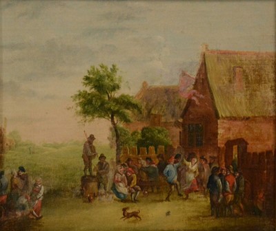 Lot 251 - Dutch School, 19th century, Village merrymaking