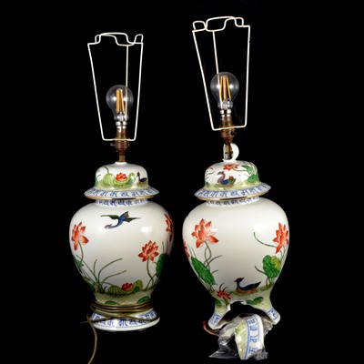 Lot 314 - Pair of modern Chinese table lamps