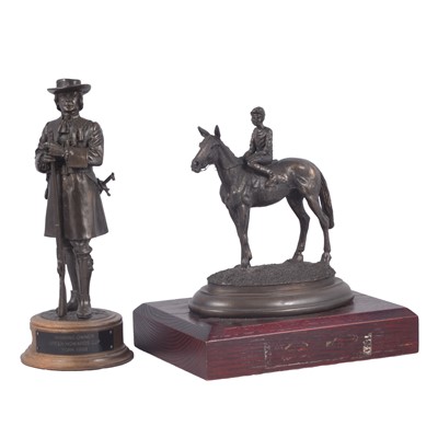 Lot 154 - Bronze effect horse sculpture and bronze effect horse trophy