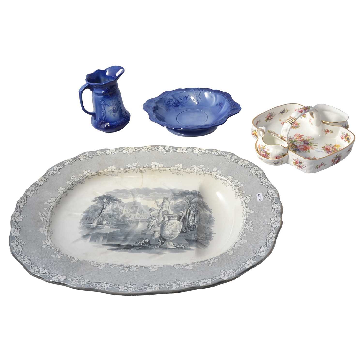 Lot 27 - Victorian transferware meat plate, and other ceramics