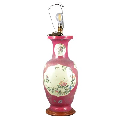 Lot 90 - Large Chinese vase converted to a table lamp