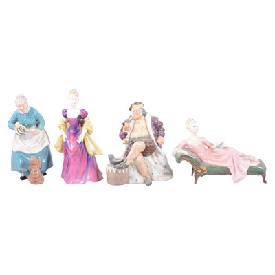 Lot 48 - Royal Doulton figure, Belle o' the Ball, and seven other Royal Doulton figures