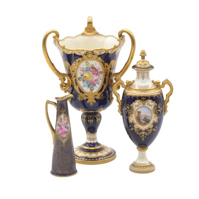 Lot 57 - Three cabinet vases by Coalport, Crown Derby, and Royal Doulton