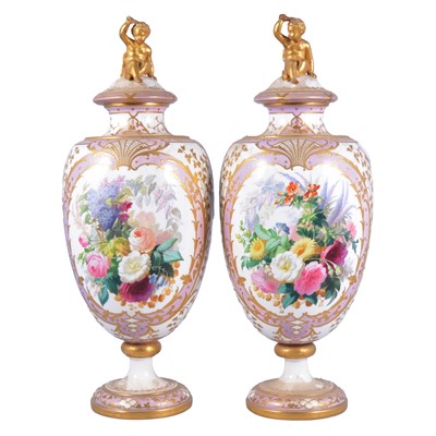 Lot 5 - Pair of Copeland ovoid covered vases
