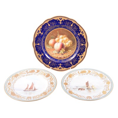 Lot 39 - Coalport porcelain cabinet plate, and a pair of Copeland cabinet plates
