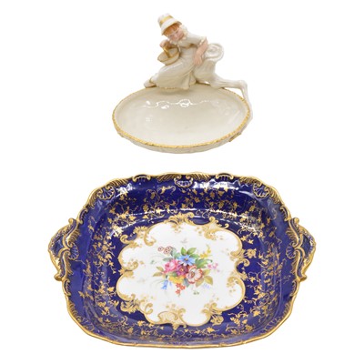 Lot 26 - Royal Worcester shallow dish, and a blue ground dish