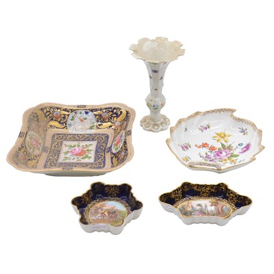 Lot 35 - Dresden porcelain leaf-shape dish, etc.
