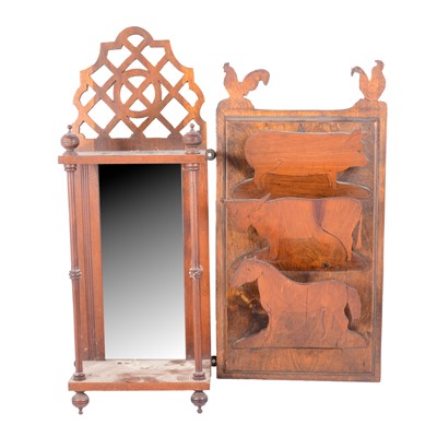 Lot 146 - Victorian walnut wall bracket, and a plywood nursery letter rack