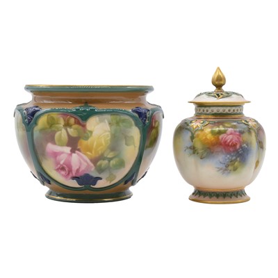 Lot 22 - Hadley's Worcester pot-pourri vase, and a bowl