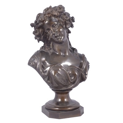 Lot 95 - Patinated bronze bust of a classical maiden