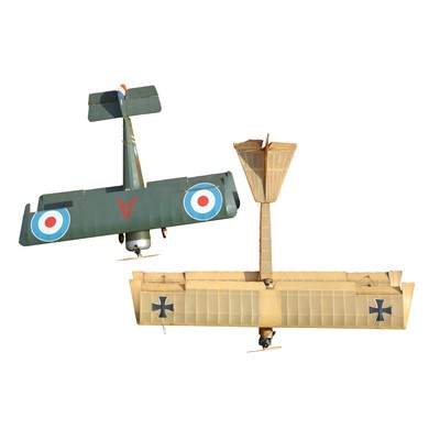 Lot 518 - Two model bi-planes fitted with engines