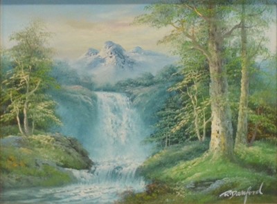 Lot 275 - Antonio, Mountain riverscape, four other paintings and a print.