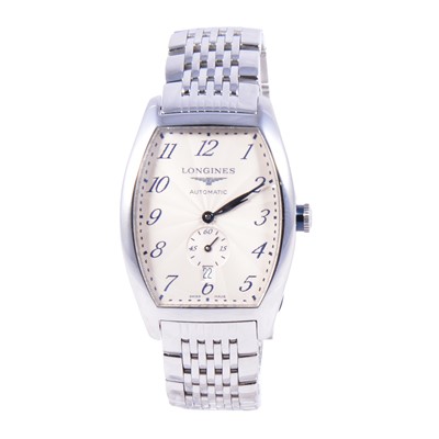 Lot 384 - Longines - a gentleman's Evidenza automatic stainless steel wristwatch.