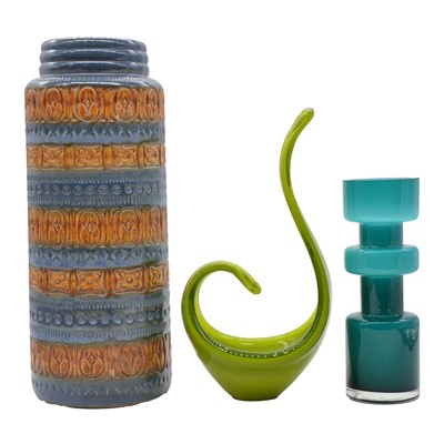 Lot 51 - West German vase, and two pieces of art glass