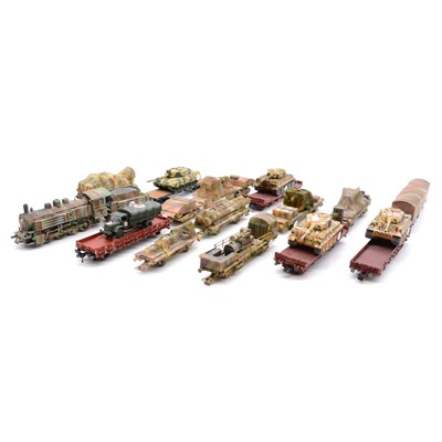 Lot 501 - German HO gauge wartime livery locomotive with twelve wagons
