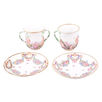Lot 54 - Two Capodimonte cabinet cups and saucers