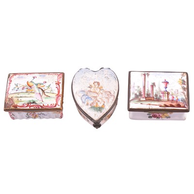 Lot 63 - Three Battersea type enamelled boxes