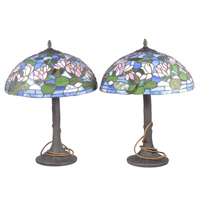 Lot 318 - Two 'Tiffany' table lamps
