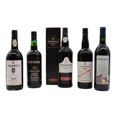Lot 71 - Four bottles of port and a bottle of red table wine