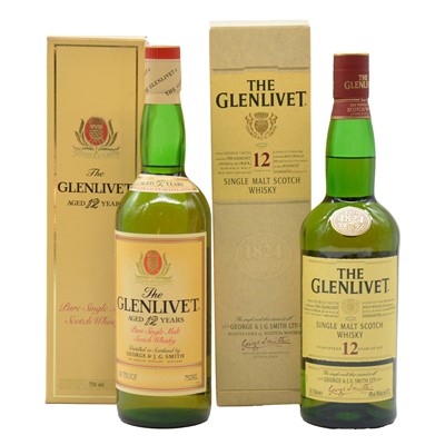 Lot 25 - Glenlivet, 12 year old, two bottles of single Highland malt whisky