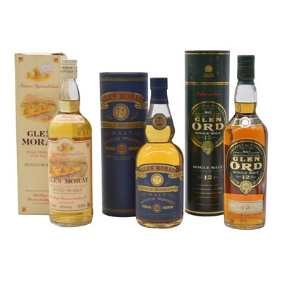 Lot 30 - Three bottles of single Highland malt whisky - Glen Moray and Glen Ord