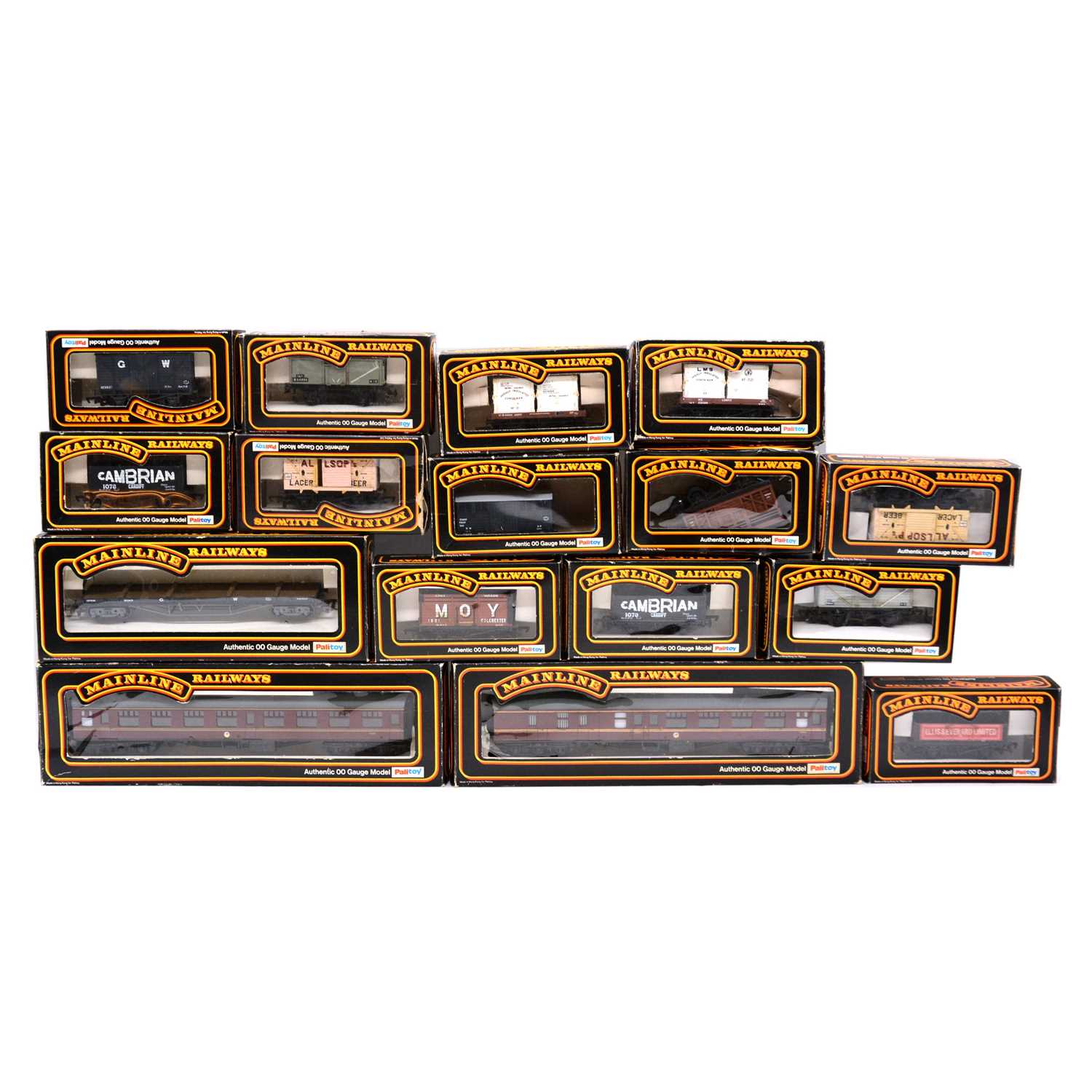 Lot 21 - Sixteen Mainline OO gauge freight wagons, boxed