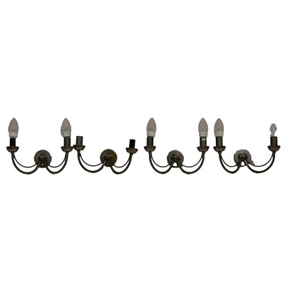 Lot 184 - Four modern two branch wall lights.