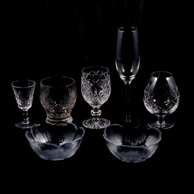 Lot 106 - Assorted glassware including pair of overlaid glass goblets