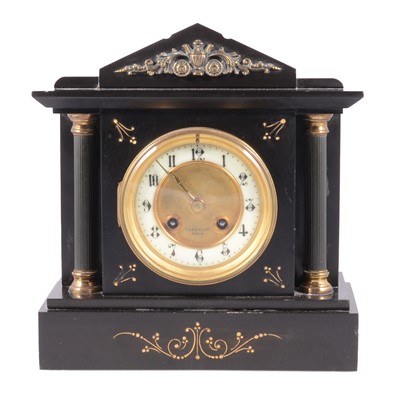 Lot 216 - Victorian black marble mantel clock, signed Cashmore Paris