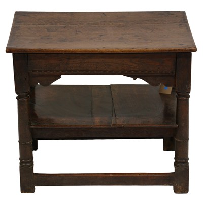Lot 483 - Joined oak low table, 18th Century