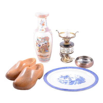 Lot 142 - Pair of wooden clogs, modern Chinese vase, etc.