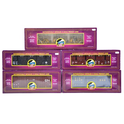 Lot 13B - Five MTH O gauge freight wagons, boxed