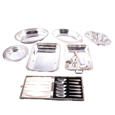 Lot 159 - Quantity of silver plated wares including entree dishes, cutlery, etc.