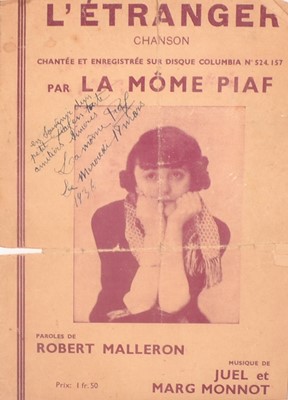Lot 249 - Entertainment: Edith Piaf, an early signature