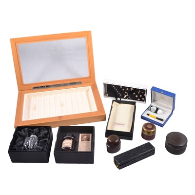 Lot 240 - Visconti pen display case, ink, vintage inkwells, etc.