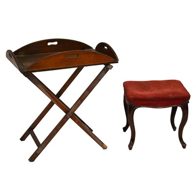 Lot 417 - Victorian oak butler's tray, a stool and a dining chair