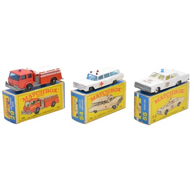 Lot 91 - Three Lesney Matchbox die-cast models, 29, 54, 55, boxed
