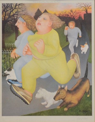 Lot 304 - Beryl Cook, Joggers on the Hoe