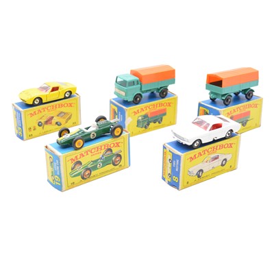 Lot 88 - Five Lesney Matchbox die-cast models, 1, 2, 8, 19, 33, boxed