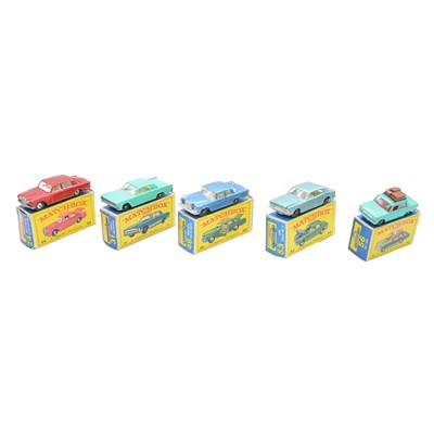 Lot 89 - Five Lesney Matchbox die-cast models, 24, 31, 46, 53, 56, boxed