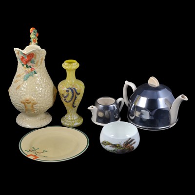 Lot 40 - A collection of ceramics, Clarice Cliff, Victorian, insulated teaset.