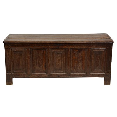 Lot 486 - Joined oak coffer, basically 18th century