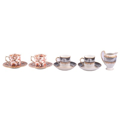 Lot 107 - Royal Crown Derby bone china pot coffee set, Imari pattern; and a Continental part coffee set.