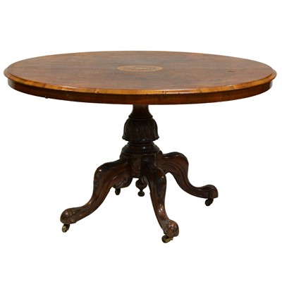 Lot 425 - Victorian figured walnut and marquetry table