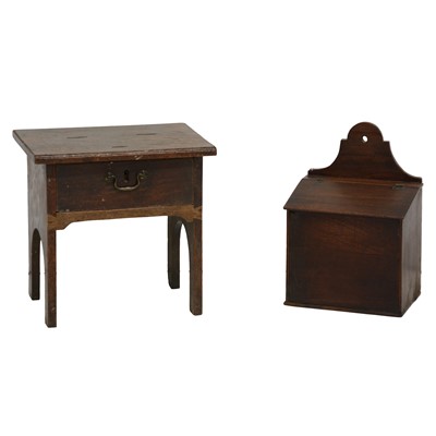 Lot 428 - Old oak poor box and an oak candle box